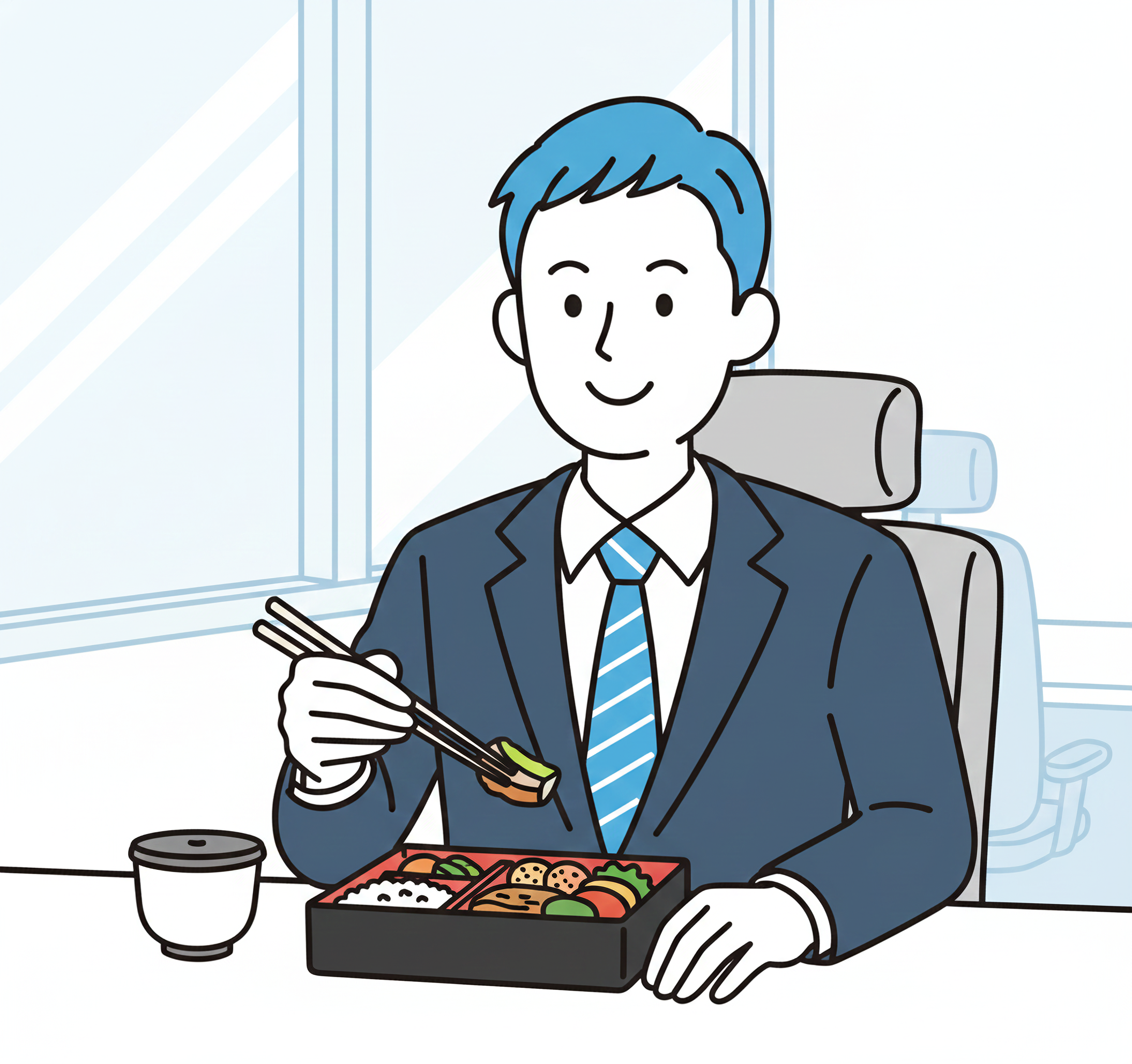 昼食を摂る男性