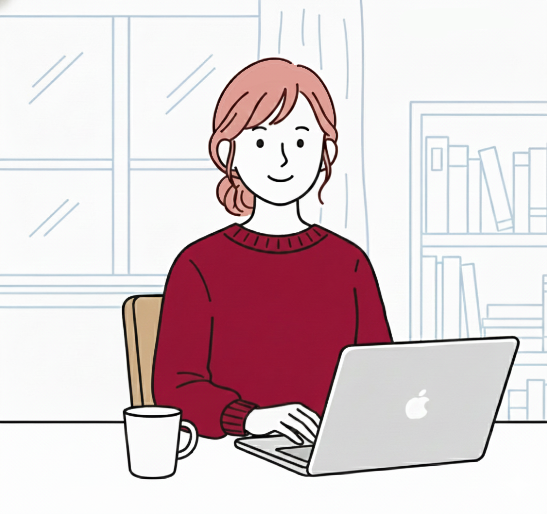 自宅でパソコンを触る女性